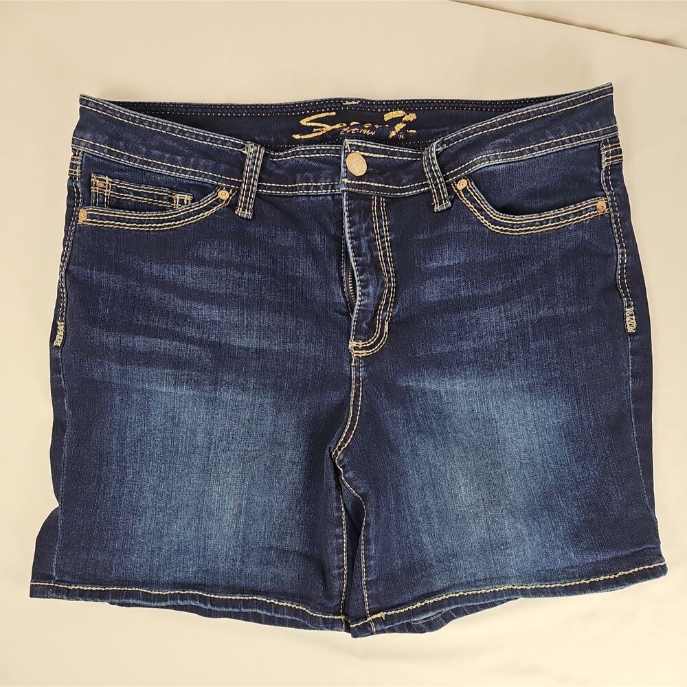 Seven7 Women's Size 16 Denim Bermuda Shorts Dark Wash Stretch Jean Shorts